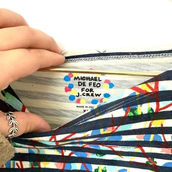 J. Crew Michael De Feo Navy White Striped Top - Picture 7 of 8